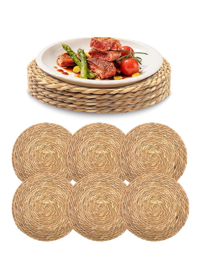 Natural Hyacinth Wicker Round Placemats Rustic Table Decor for Autumn & Holidays - Image 1